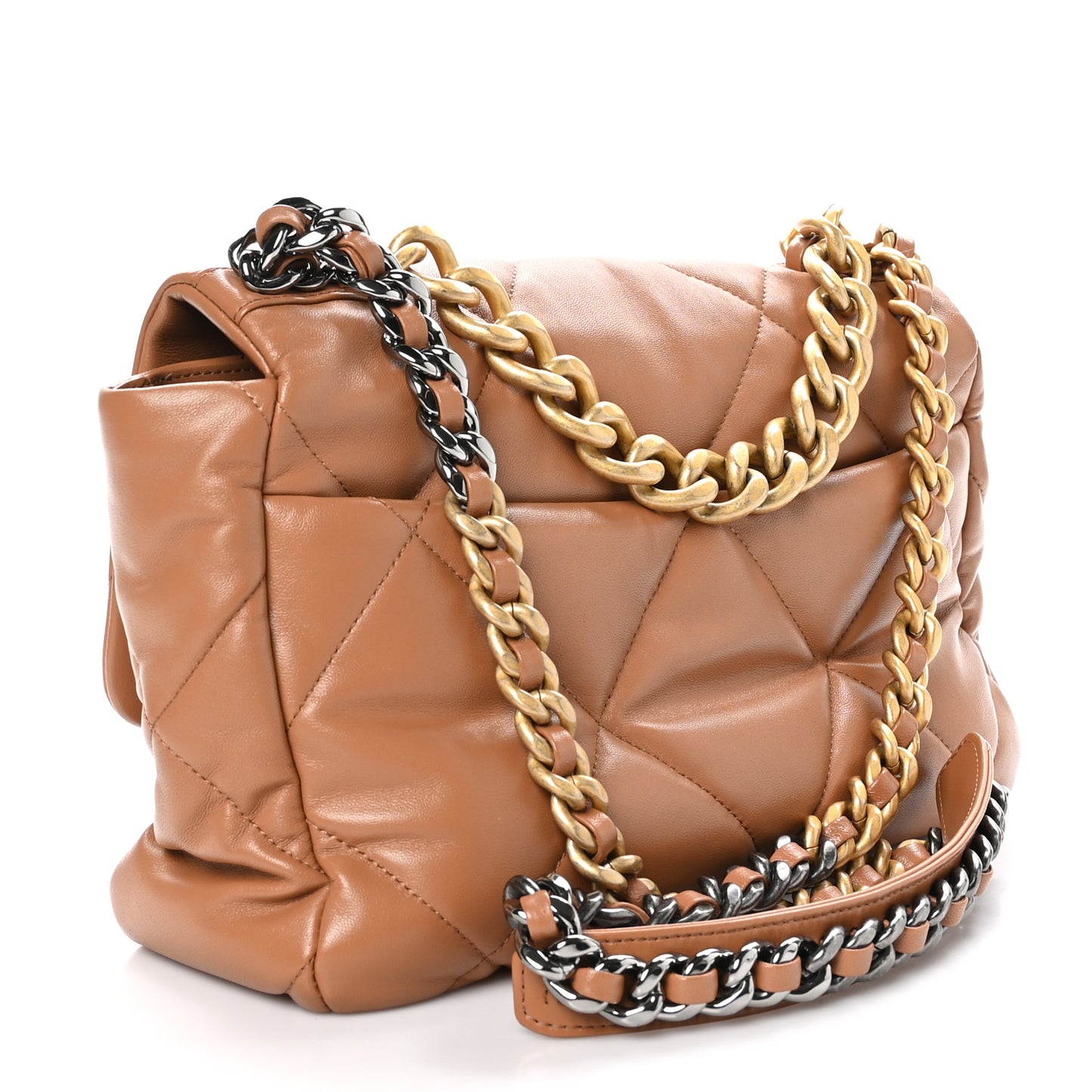 Lambskin Quilted Large Chanel 19 Flap Brown