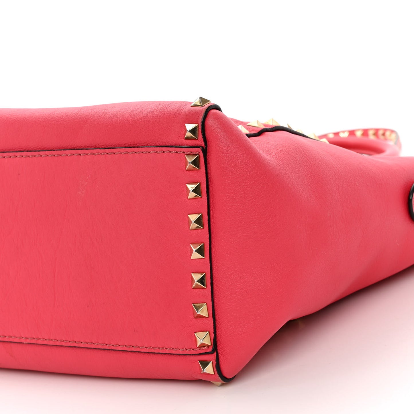 Vitello Rockstud Double Handle Tote Deep Rose