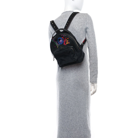 Nylon Calfskin Love Small Backloubi Backpack Black