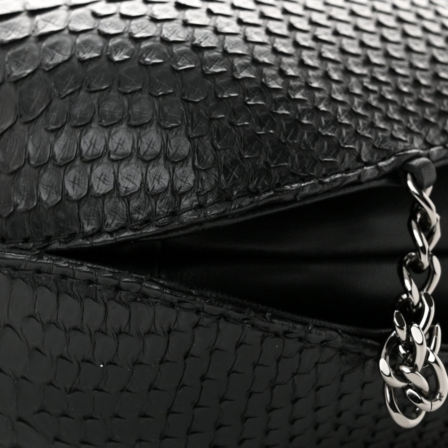 Snakeskin Calfskin Small Gabrielle Bucket Black