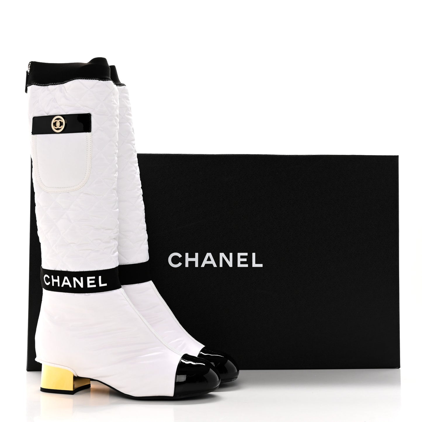 Mixed Fibers Lambskin Patent Calfskin Convertible High Boots 38 White