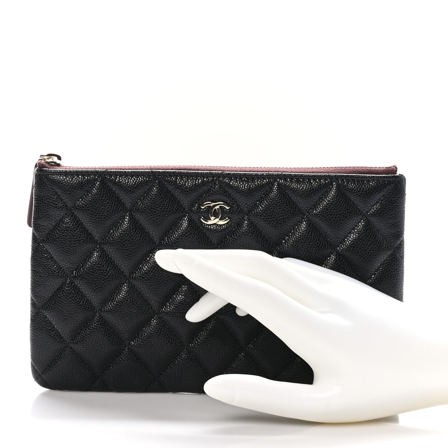 Caviar Quilted Small Zipped Pouch Black
