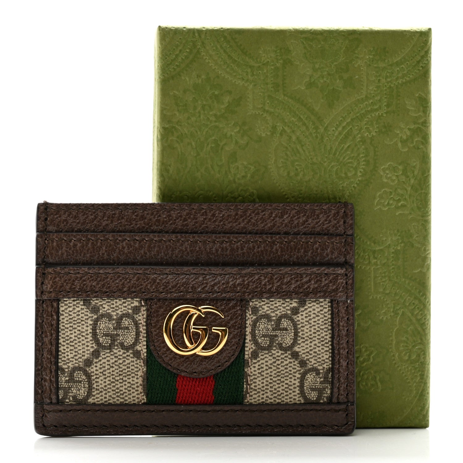 Gucci GG Supreme Monogram Textured Dollar Calfskin Ophidia Card Holder Beige Ebony New Acero 7 of 7