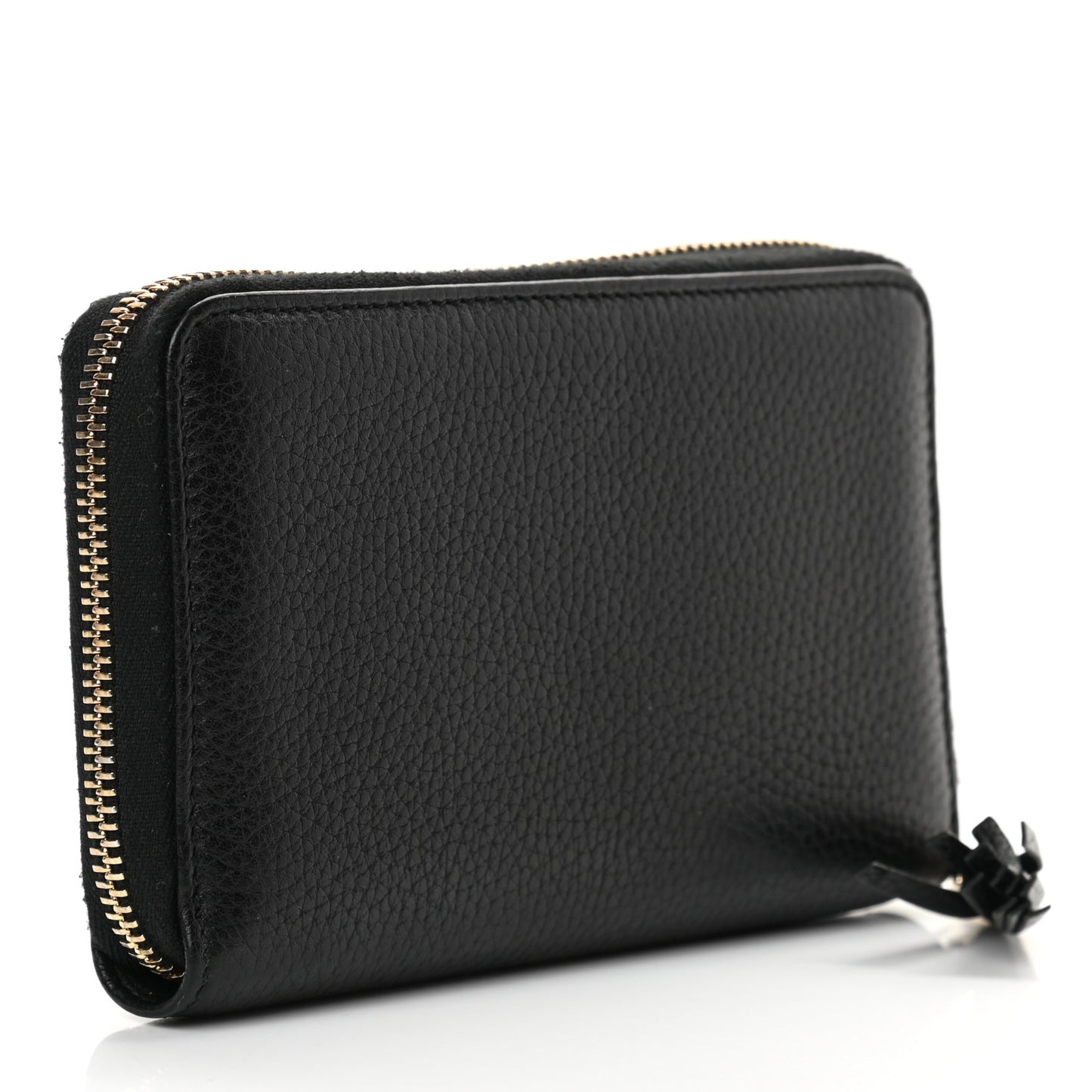 Pebbled Calfskin Medium Soho Zip Around Wallet Black