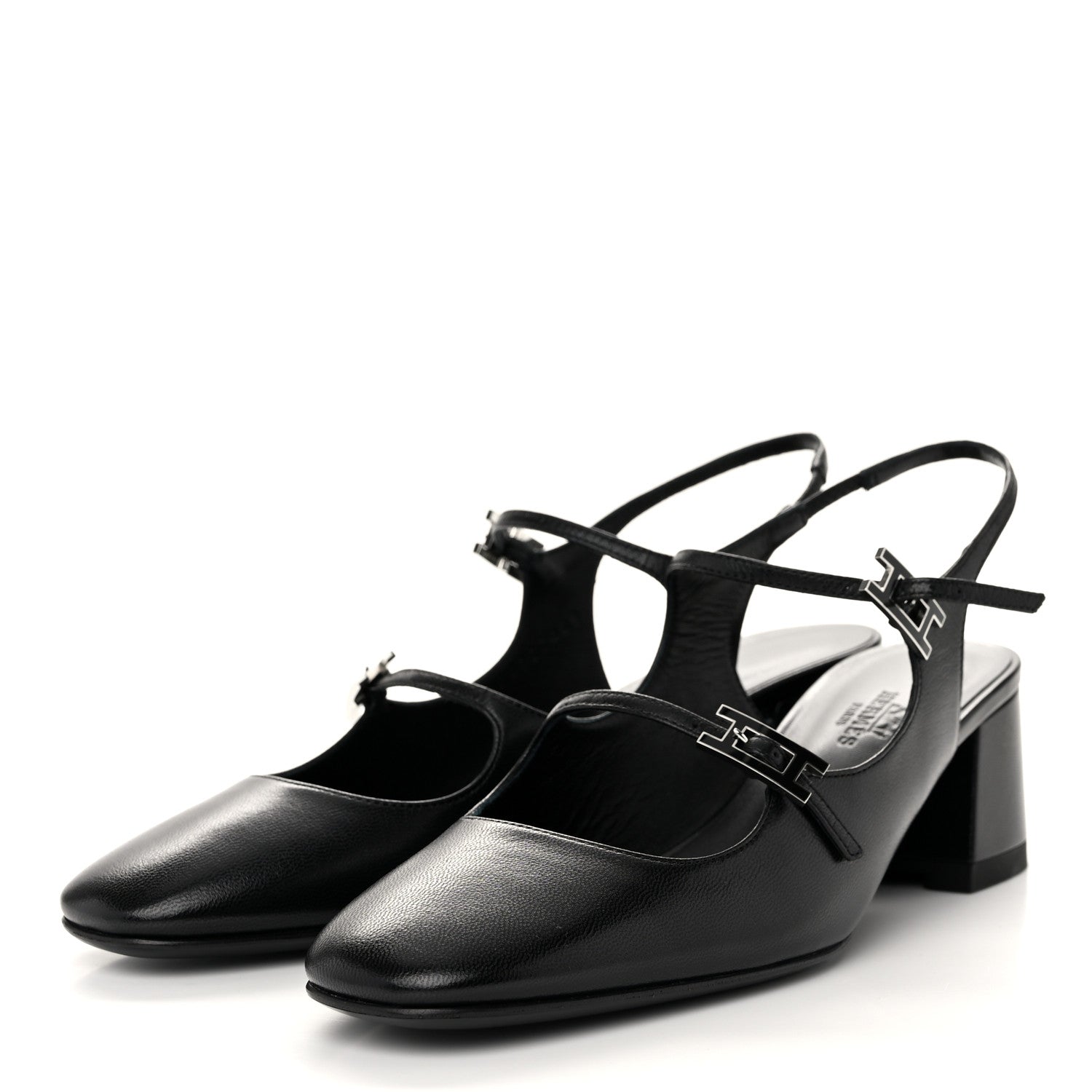 Hermes Goatskin Jackie 50 Pumps 37.5 Black 3 of 11