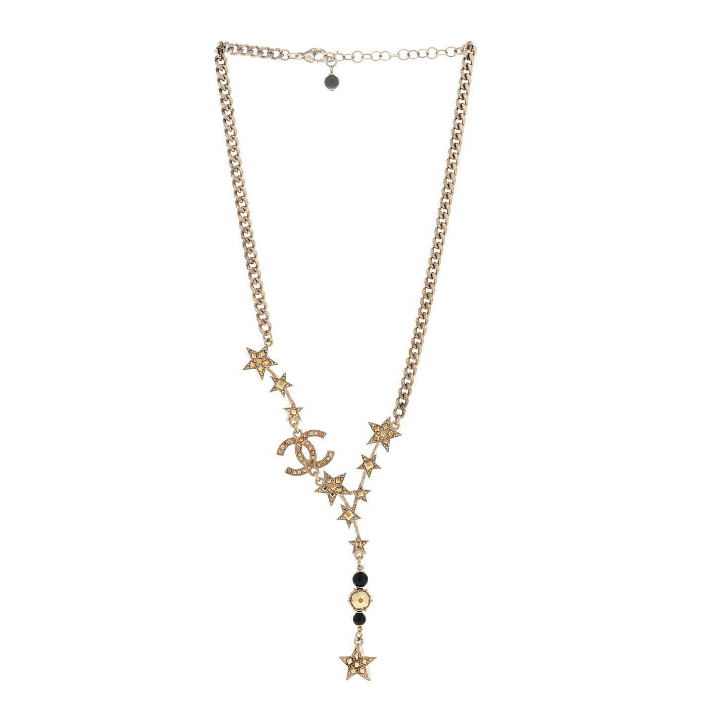 Crystal Pearl CC Star Necklace Gold Orange