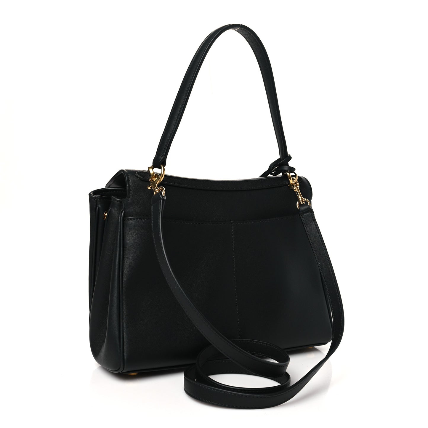 Natural Smooth Calfskin Small Rodeo Top Handle Handbag Black
