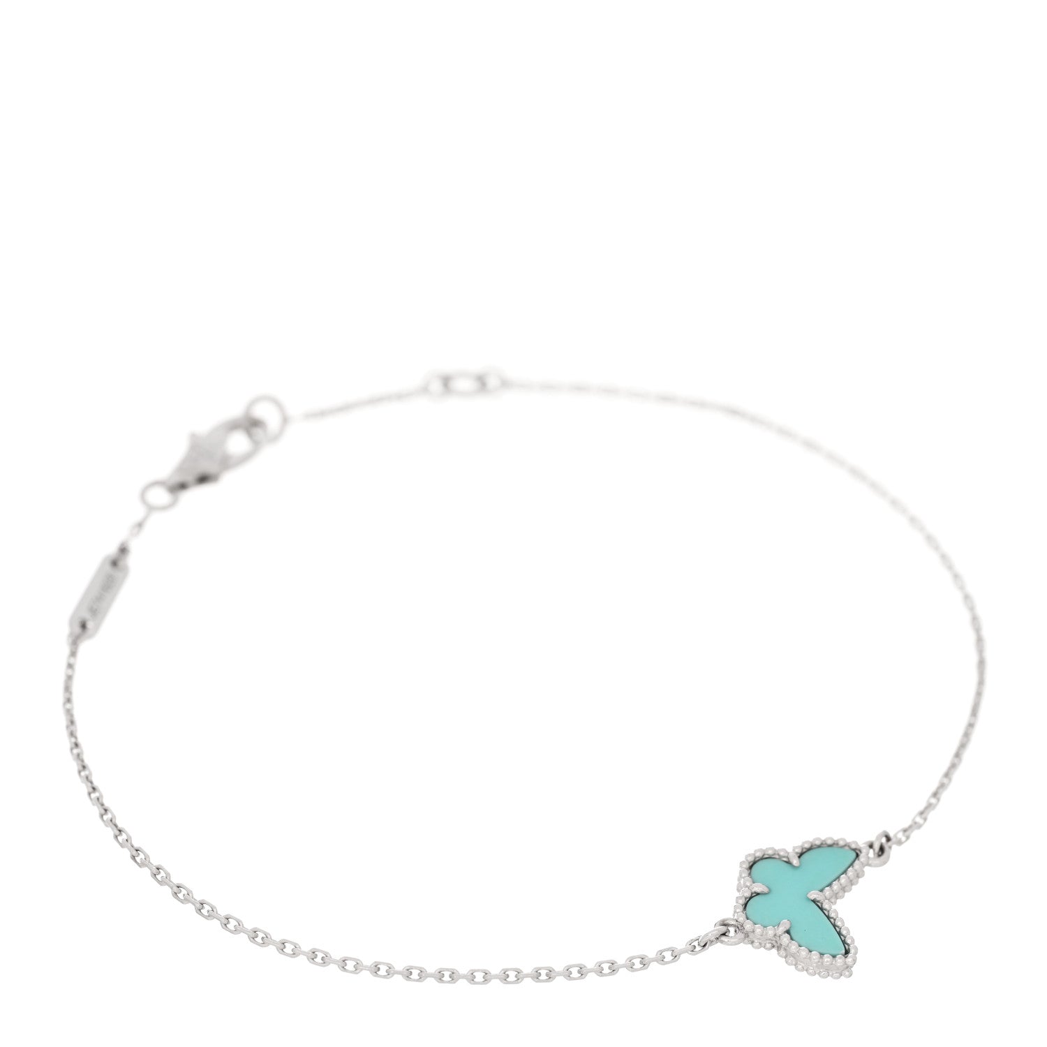 Van Cleef Arpels 18K White Gold Turquoise Sweet Alhambra