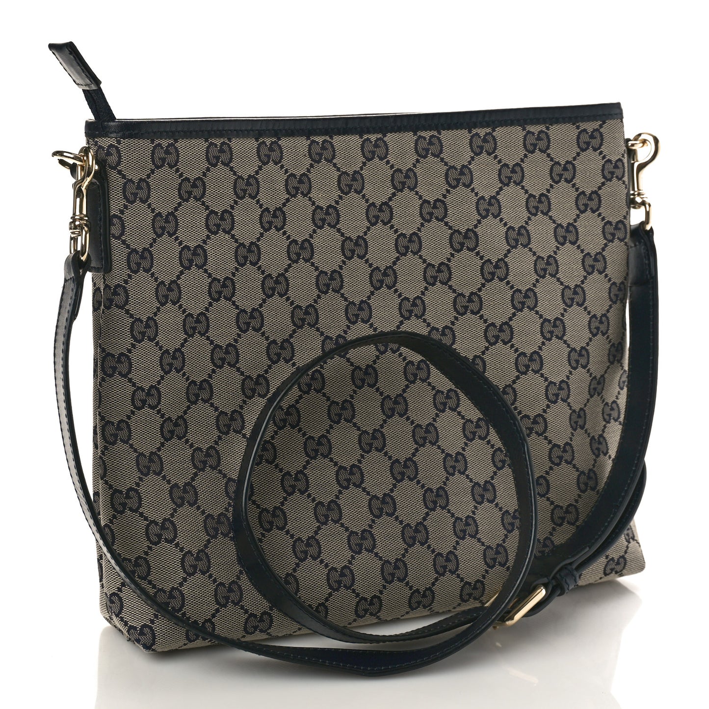 GG Supreme Monogram Web Flat Messenger Bag Navy