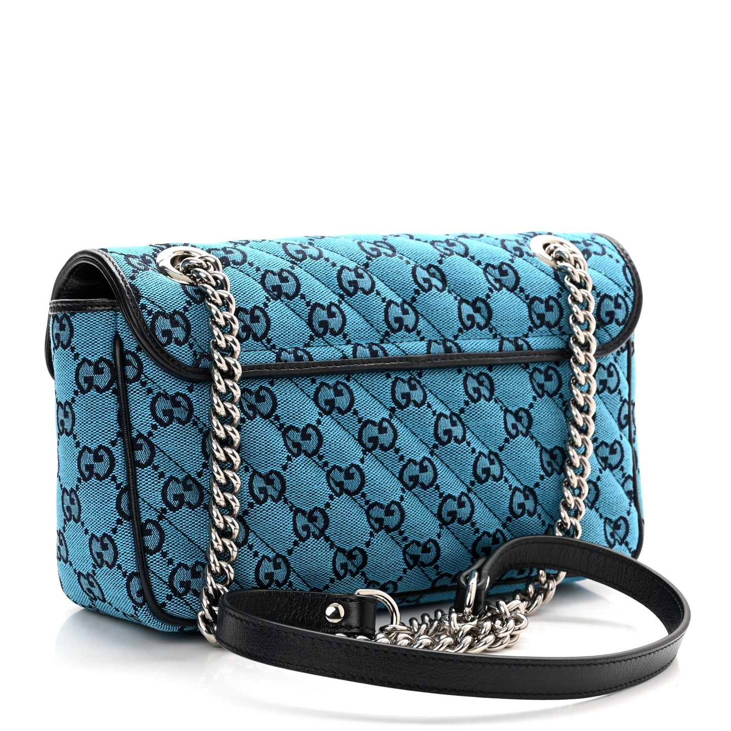 Monogram Multicolor Matelasse Diagonal Small GG Marmont Shoulder Bag Light Blue