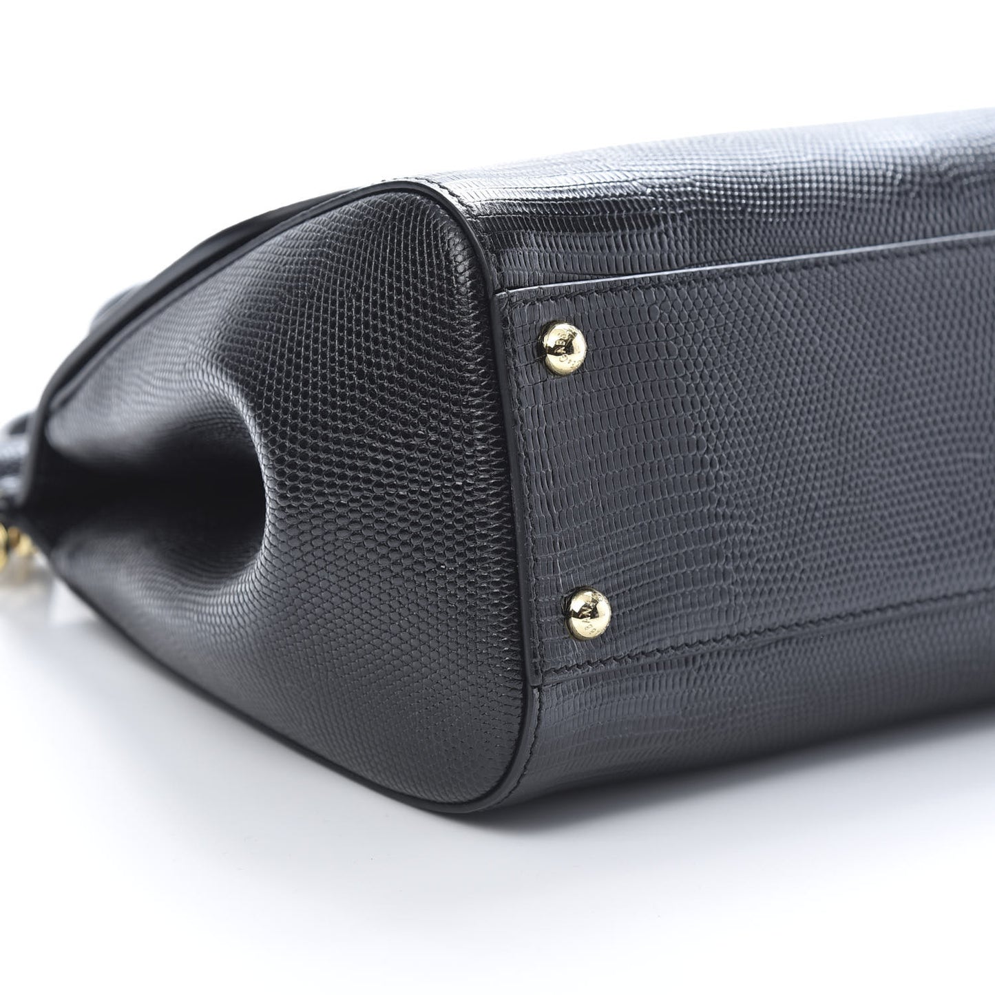 Iguana Calfskin Embossed Medium Miss Sicily Satchel Black