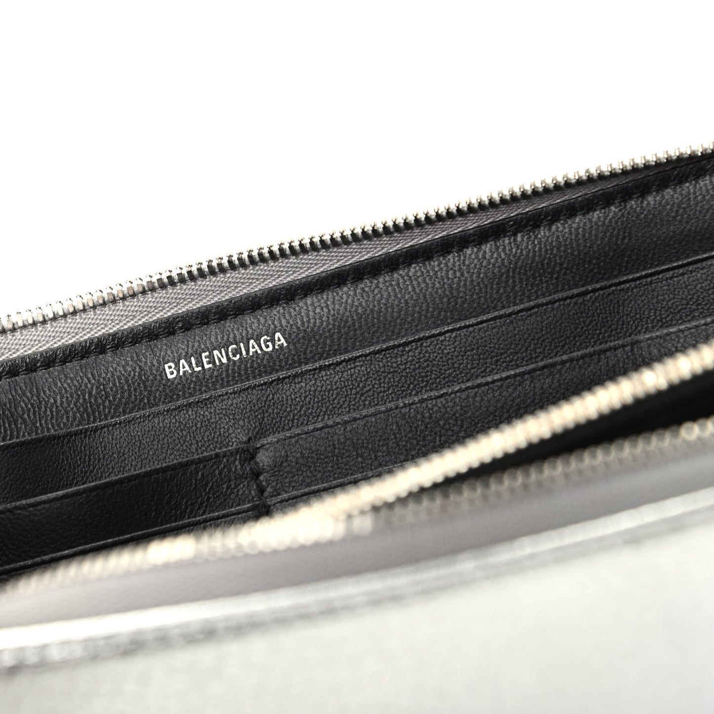 Metallic Goatskin Logo Everyday Continental Zip Around Wallet Argent Black