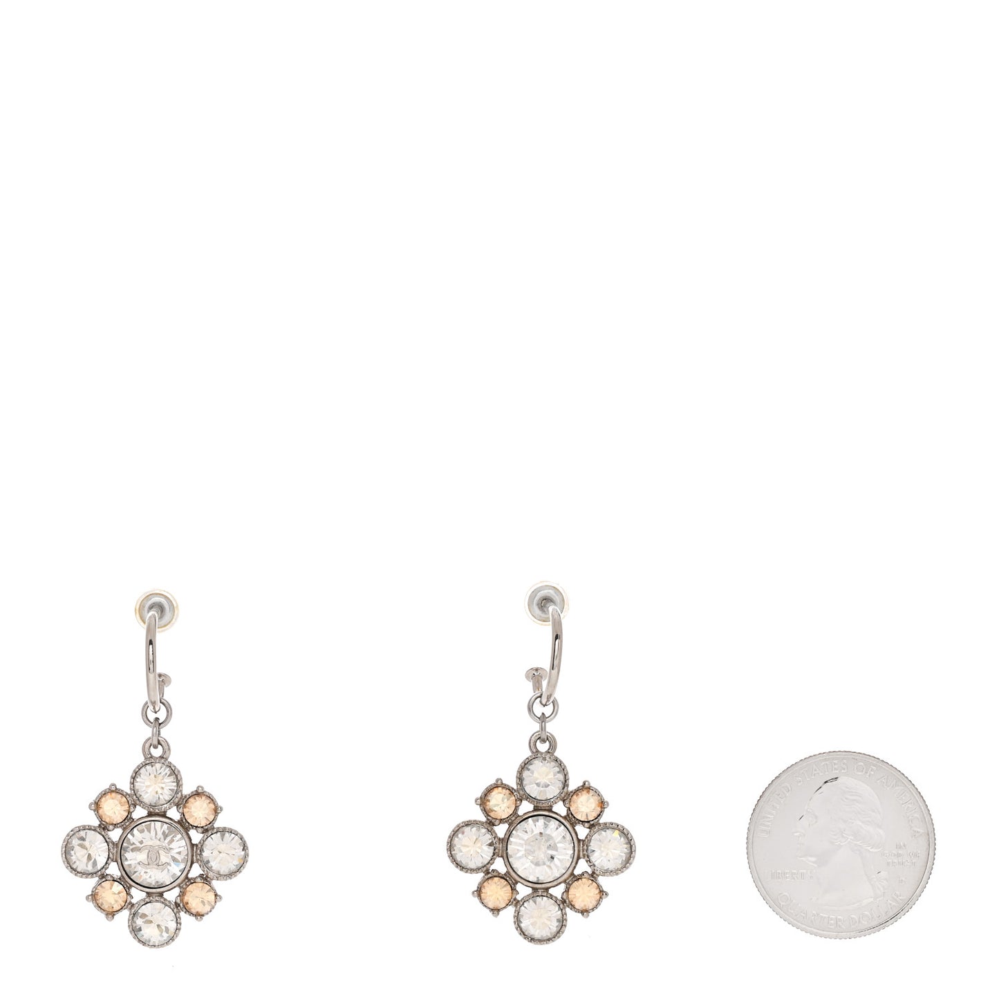 Crystal CC Dangle Earrings Silver
