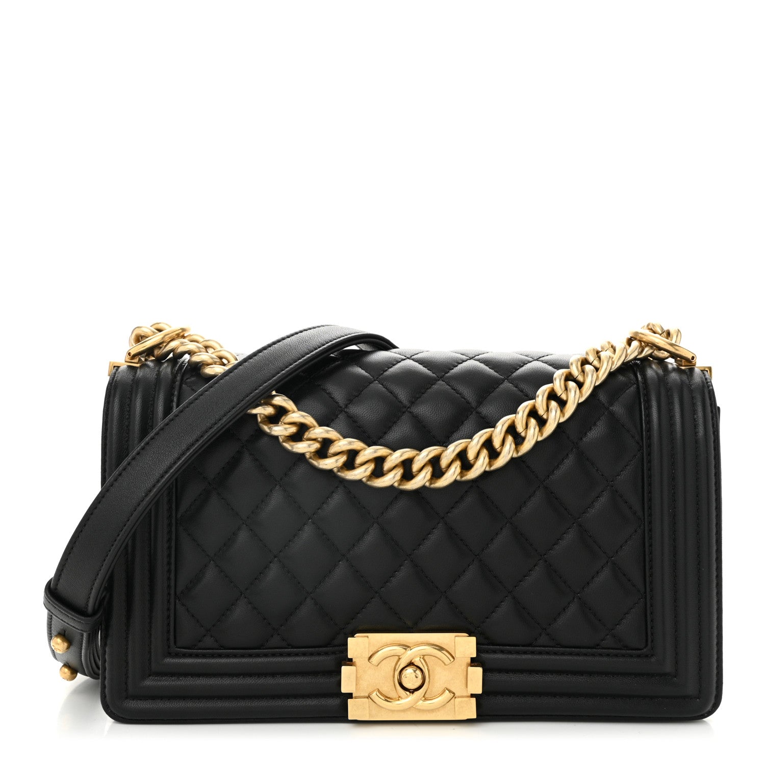 Chanel Lambskin Quilted Medium Boy Flap Black 1 of 10