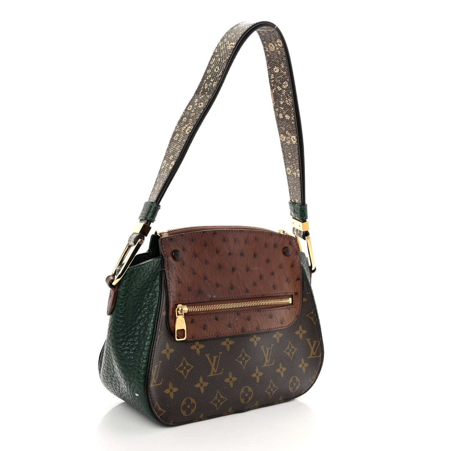 Ostrich Lizard Exotique Majestueux Shoulder Bag Vert