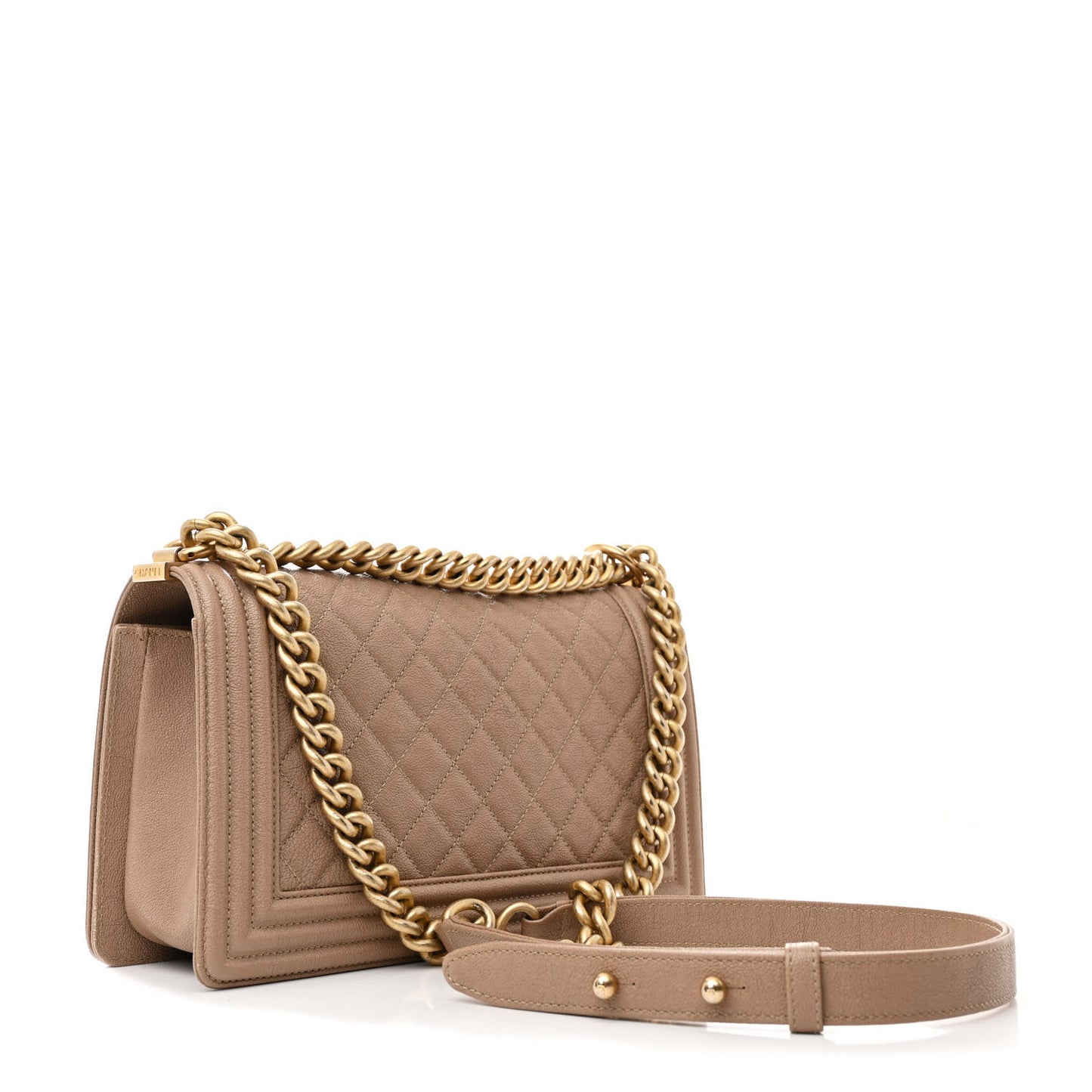 Caviar Quilted Medium Boy Flap Beige