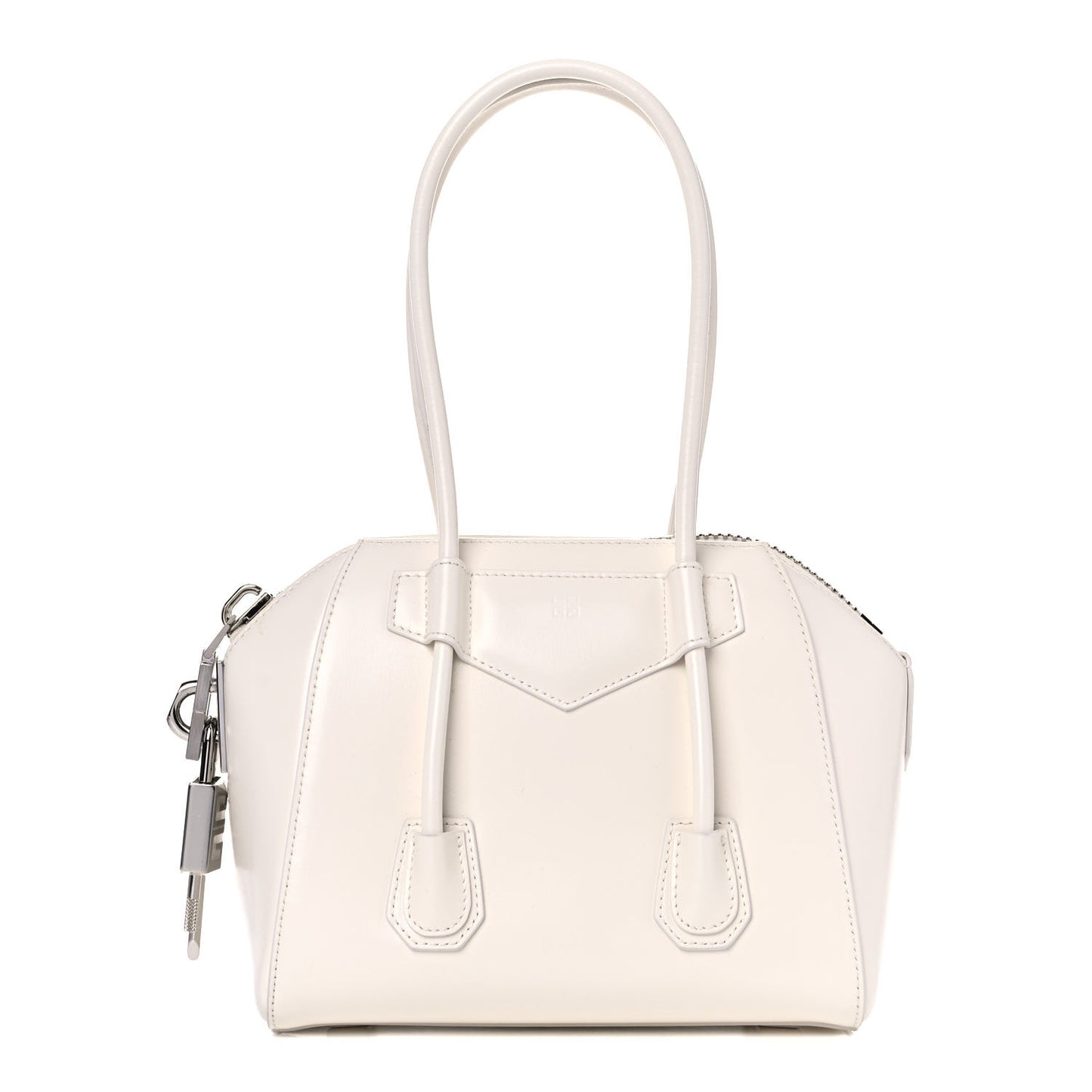 Box Calfskin Mini Lock Antigona Shoulder Bag White