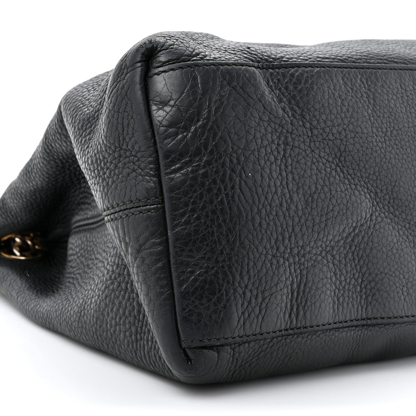 Pebbled Calfskin Medium Soho Chain Shoulder Bag Black