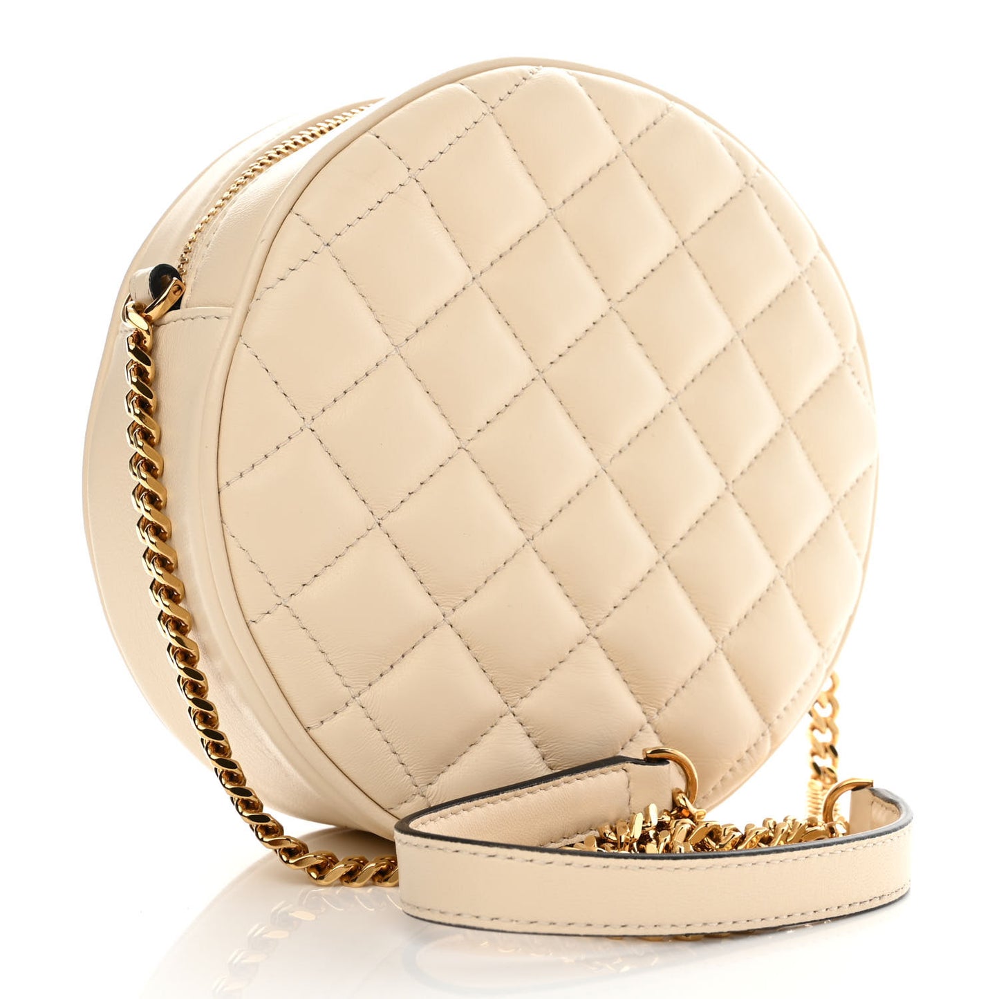 Nappa Quilted La Medusa Round Camera Bag White