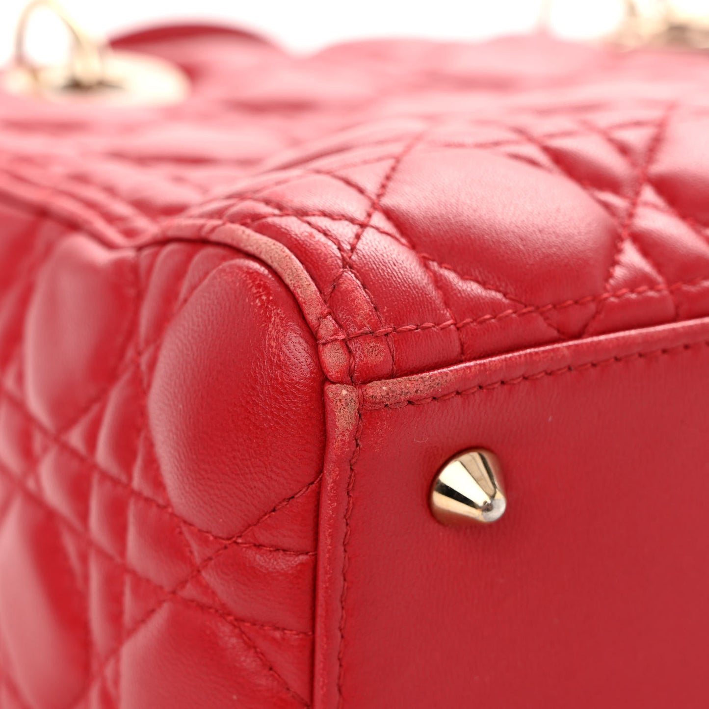Lambskin Cannage Medium Lady Dior Red