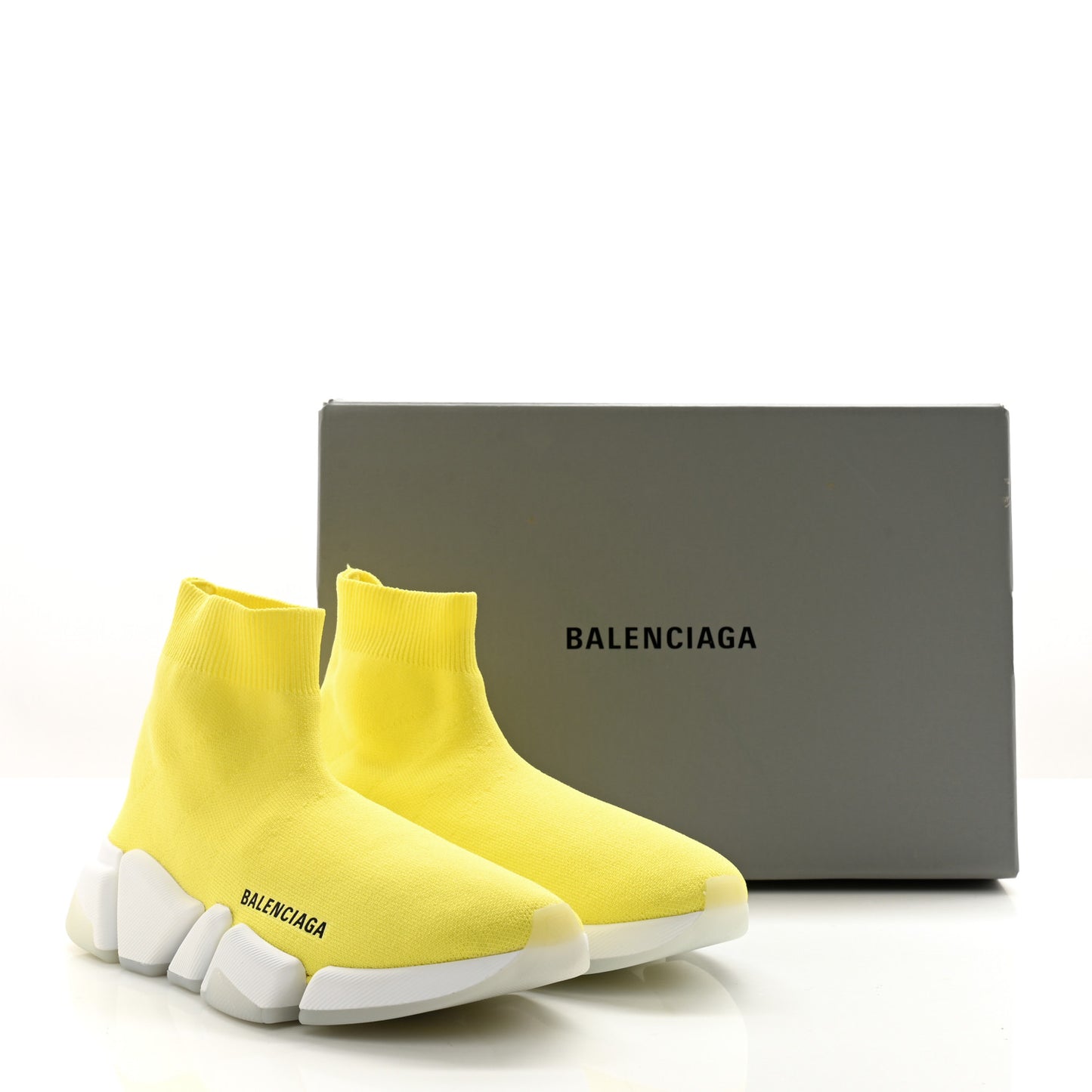 Ribbed Knit Womens Speed 2.0 Transparent Sole Sneakers 37 Yellow