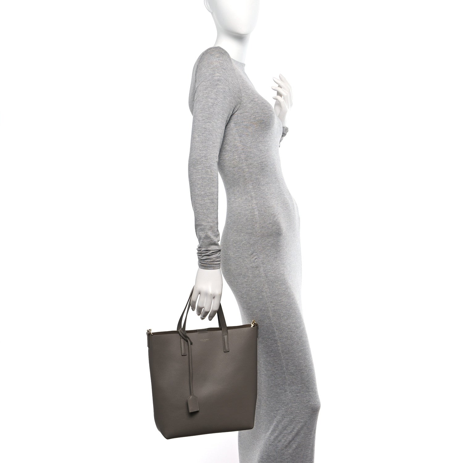 Saint Laurent Calfskin Toy Shopping Tote Greyish Brown 2 of 10