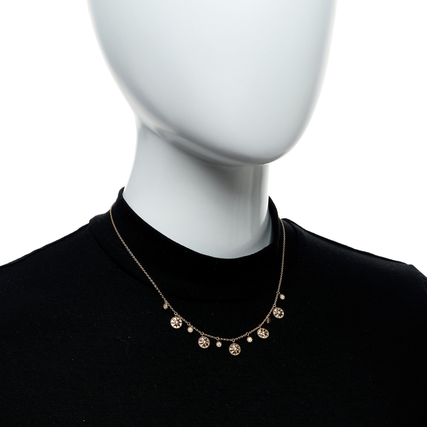 Christian Dior 18K Yellow Gold Diamond Mother of Pearl Rose Des Vents 5-Station Necklace 3 of 6