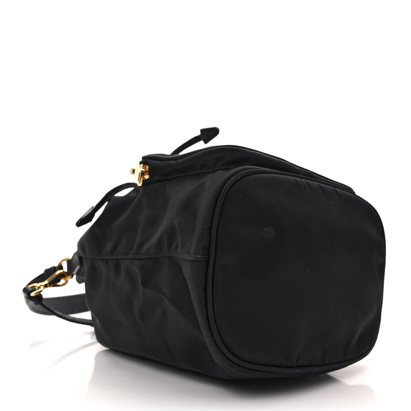 Nylon Vela Saffiano Mini Bucket Crossbody Bag Black