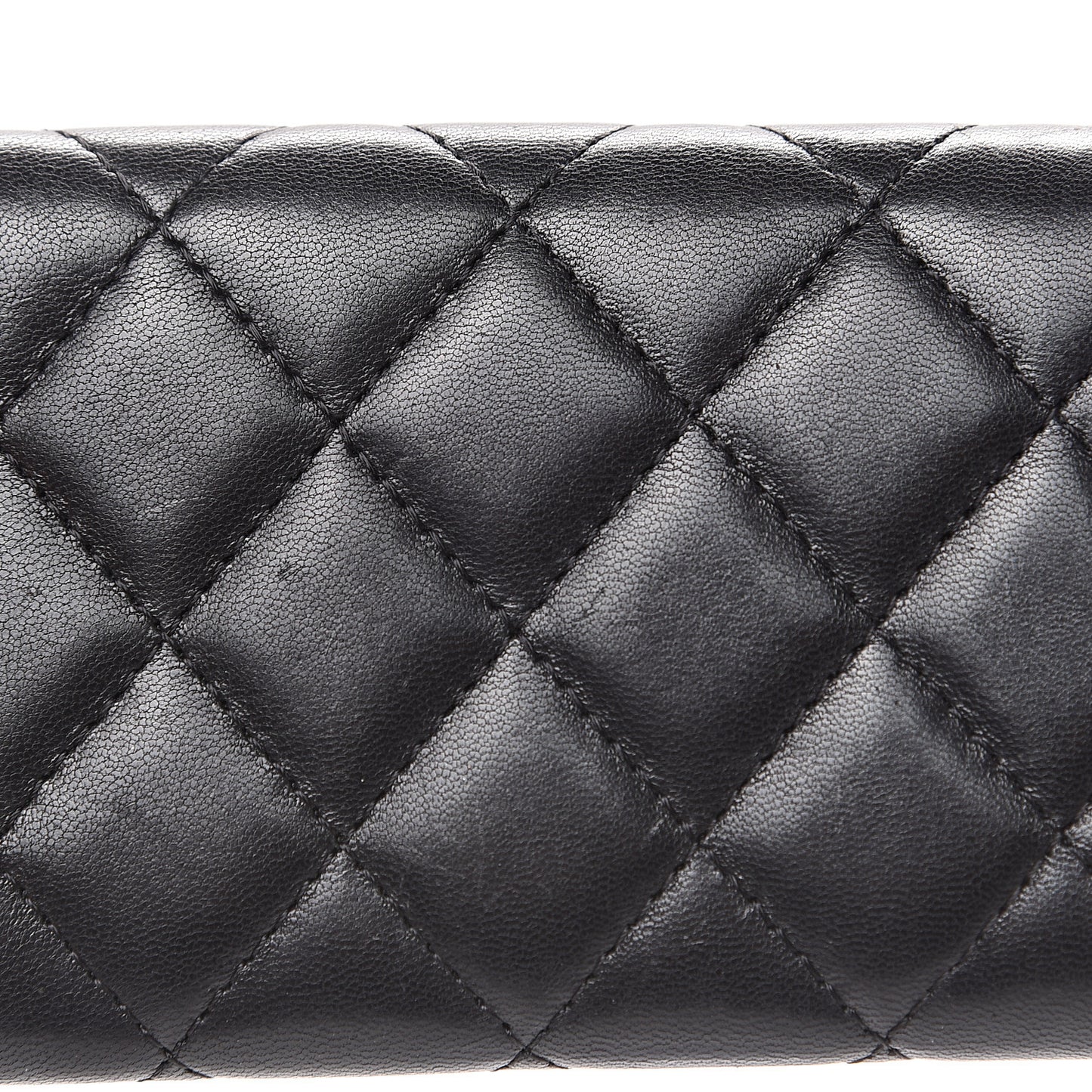 Lambskin Quilted Flap Card Holder Black