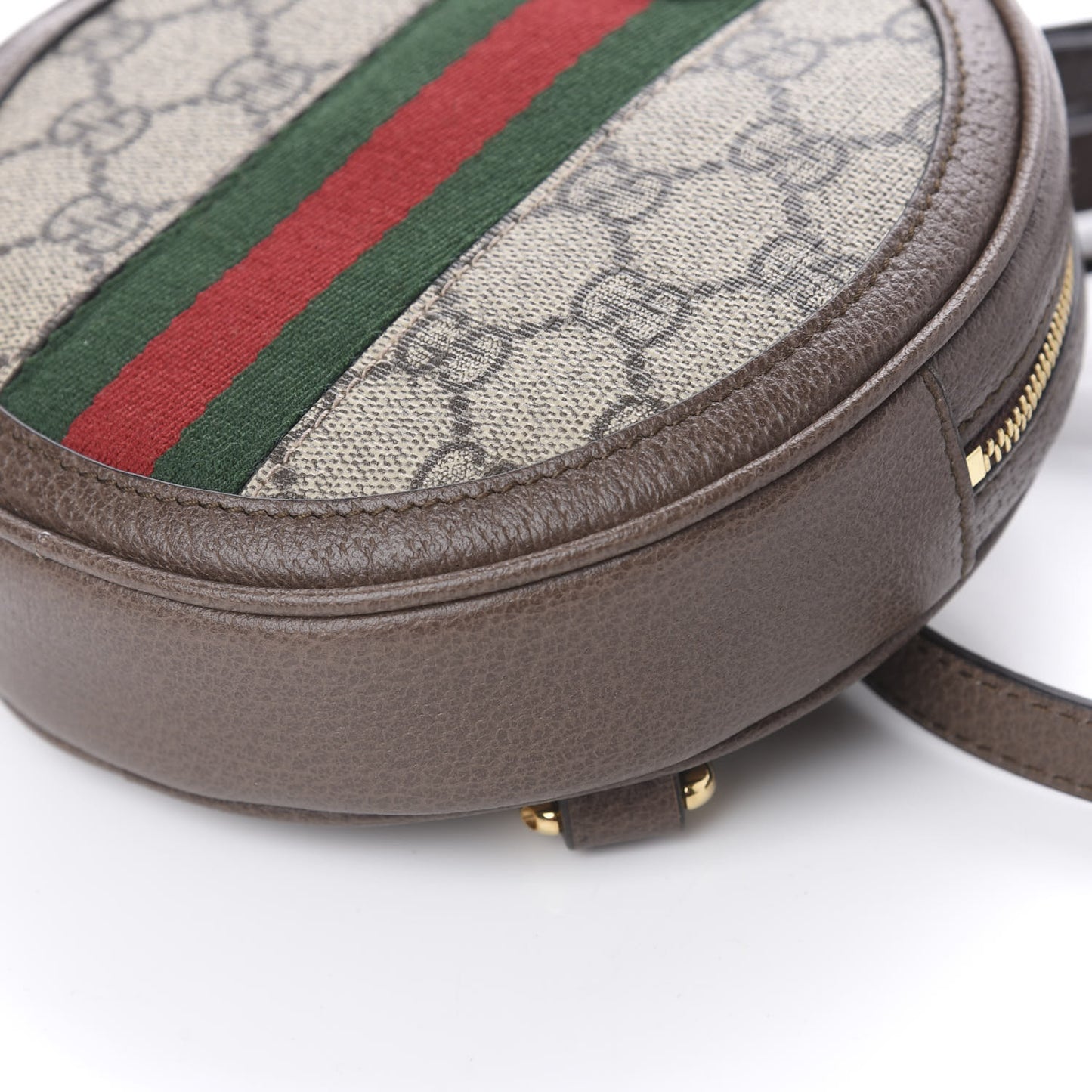 GG Supreme Monogram Web Mini Ophidia Round Backpack Brown