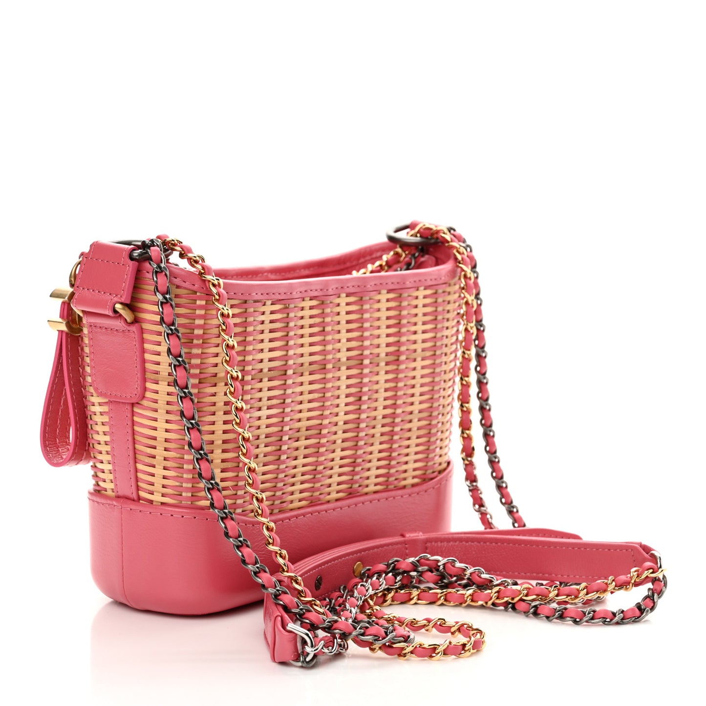 Rattan Calfskin Small Gabrielle Hobo Beige Pink