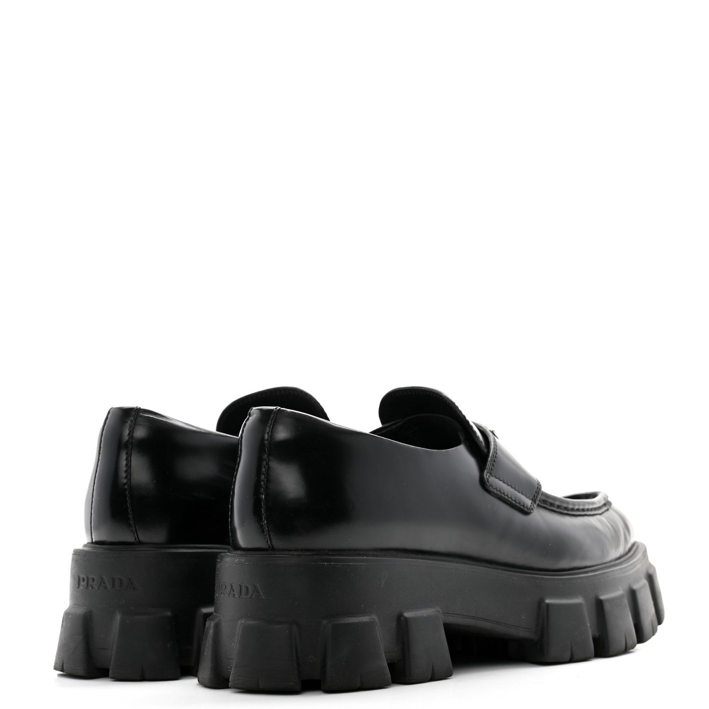Spazzolato Triangle Logo Monolith Pointy 55mm Loafers 40 Black