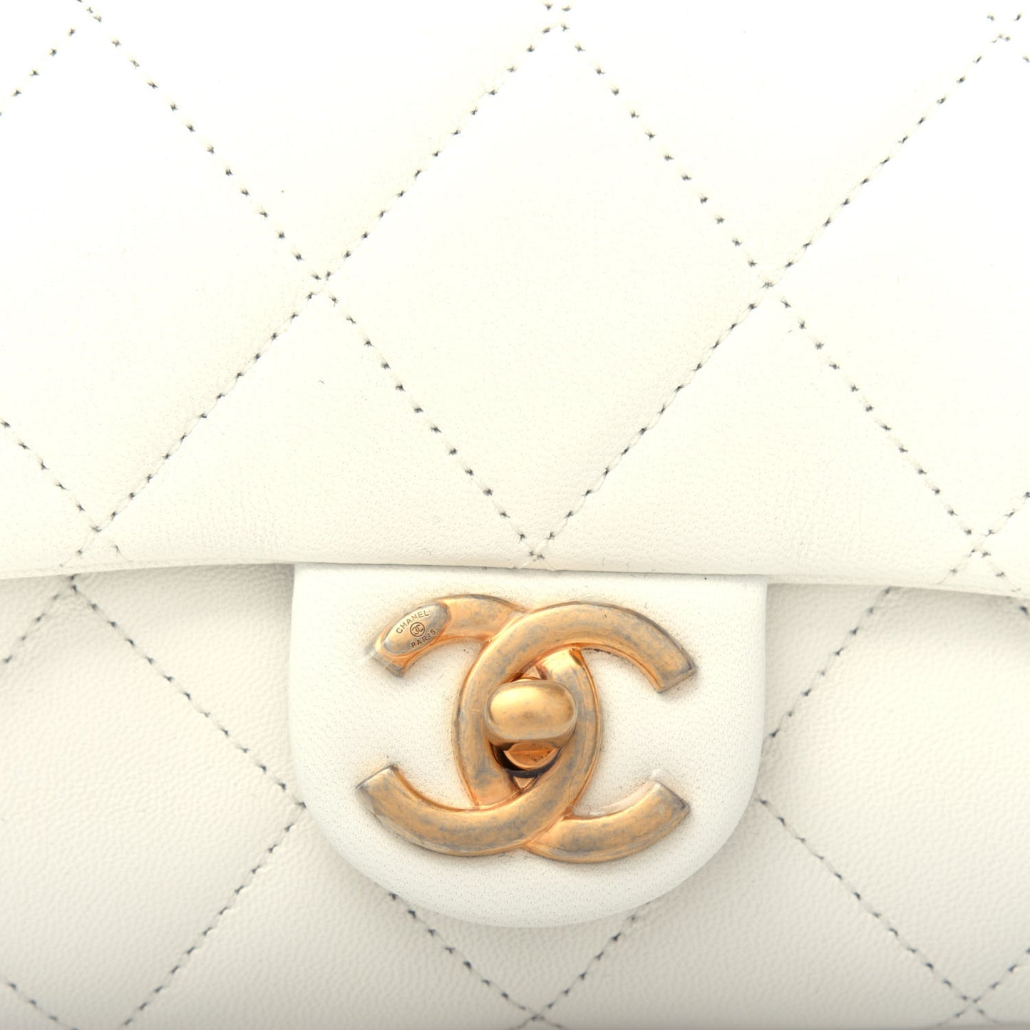 Lambskin Quilted Small In The Loop Handle Flap Bag White