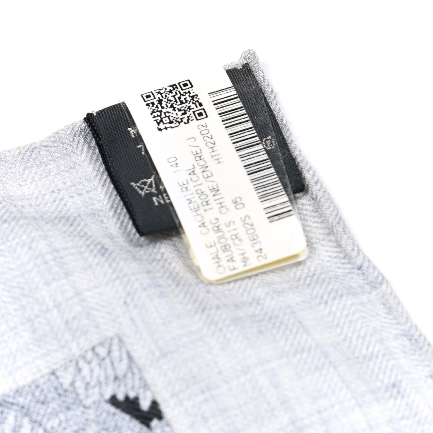 Cashmere Silk Faubourg Tropical Shawl 140 Gris Chine Encre