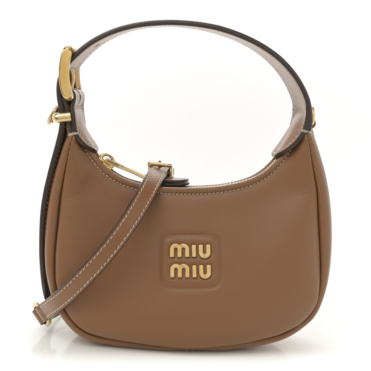 Miu Miu Nappa Mini Wander Hobo Caramel 1762138 – FASHIONPHILE