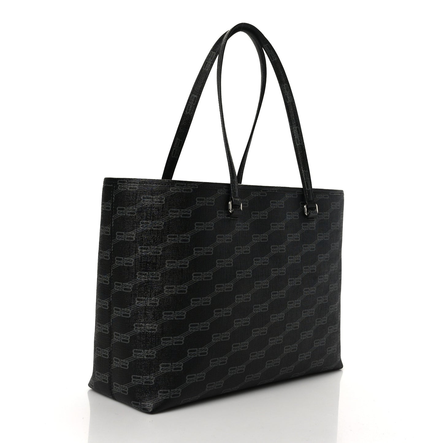 Coated Canvas BB Monogram Medium Signature East West Shopper Bag Black Grey