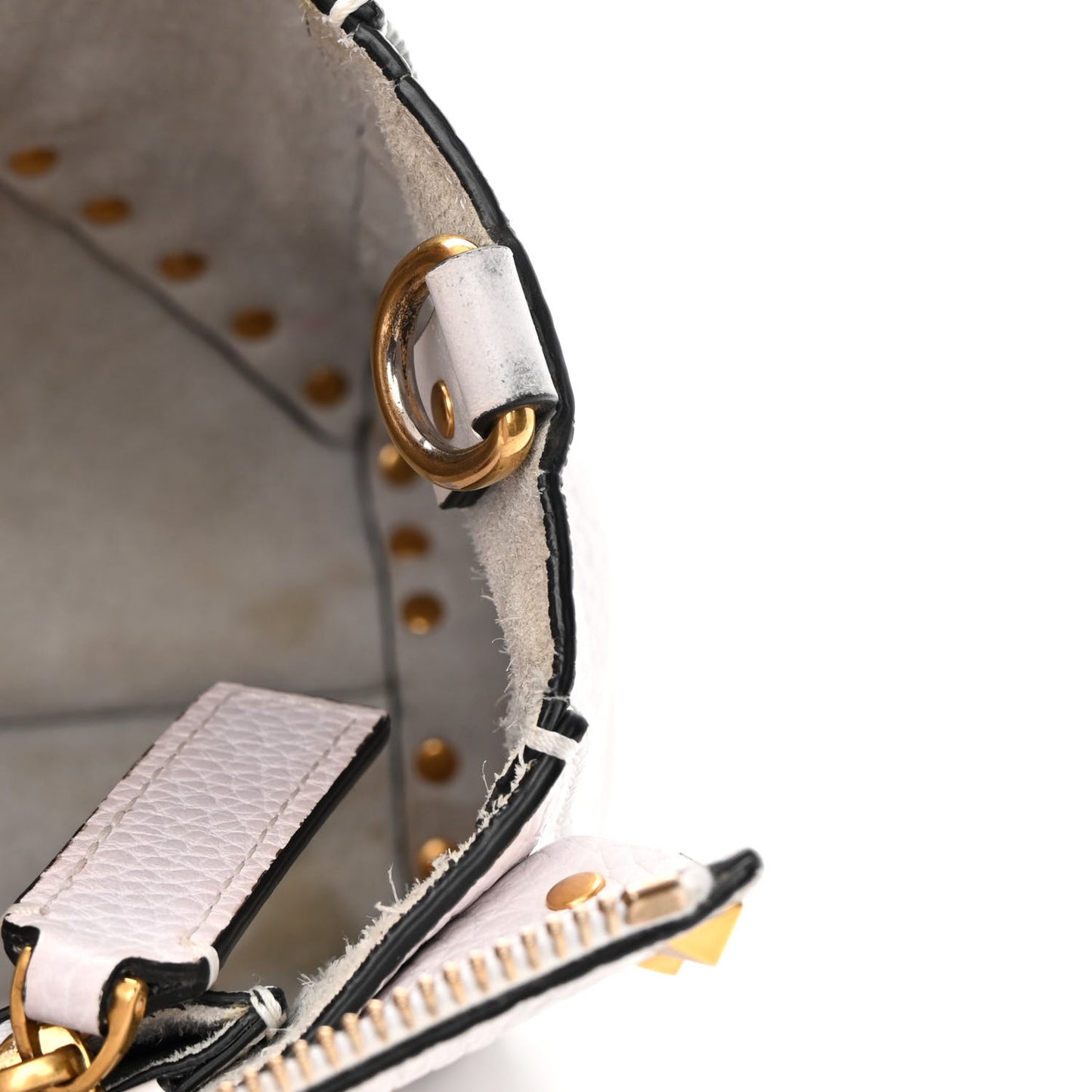 Pebbled Calfskin Medium Rockstud Hype Shoulder Bag White