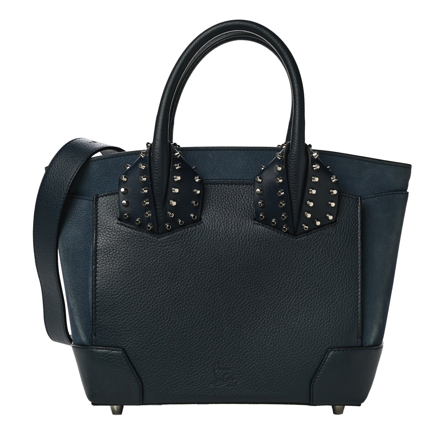 Suede Grained Calfskin Studded Small Eloise Tote Navy Blue