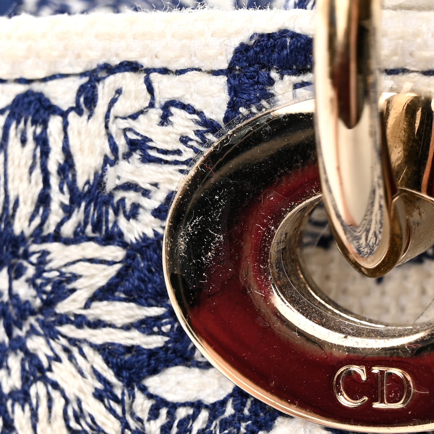 Christian Dior Canvas Reverse Embroidered Rêve d'Infini Medium Lady D-Lite Blue Multicolor 14 of 18