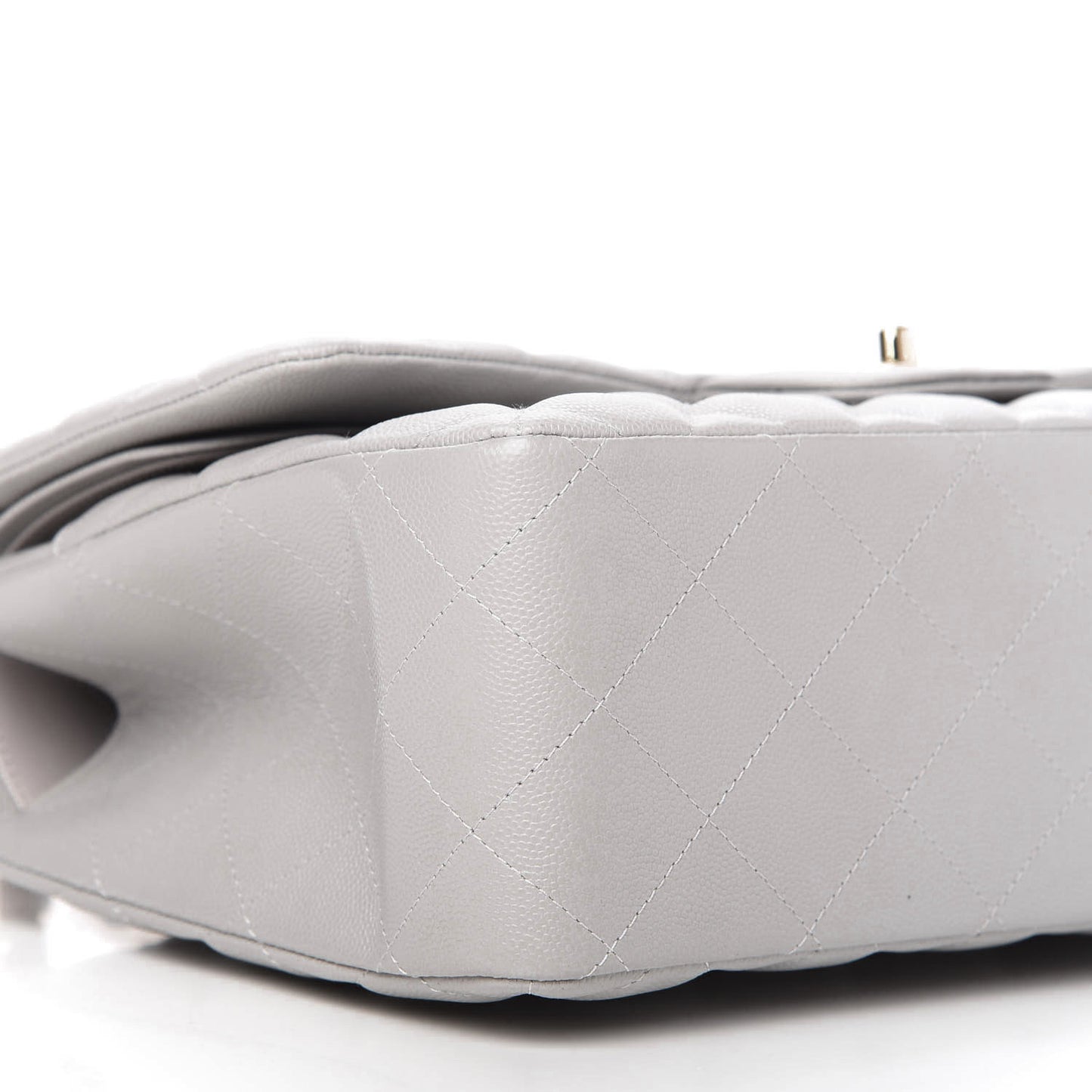 Caviar Quilted Jumbo Double Flap Grey