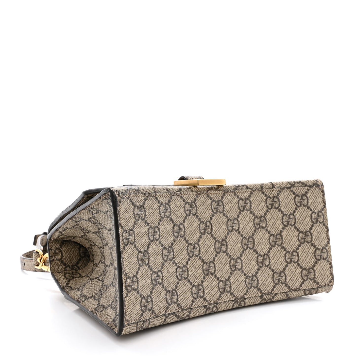 X GUCCI GG Supreme Monogram Small Hourglass Top Handle Bag Beige Ebony