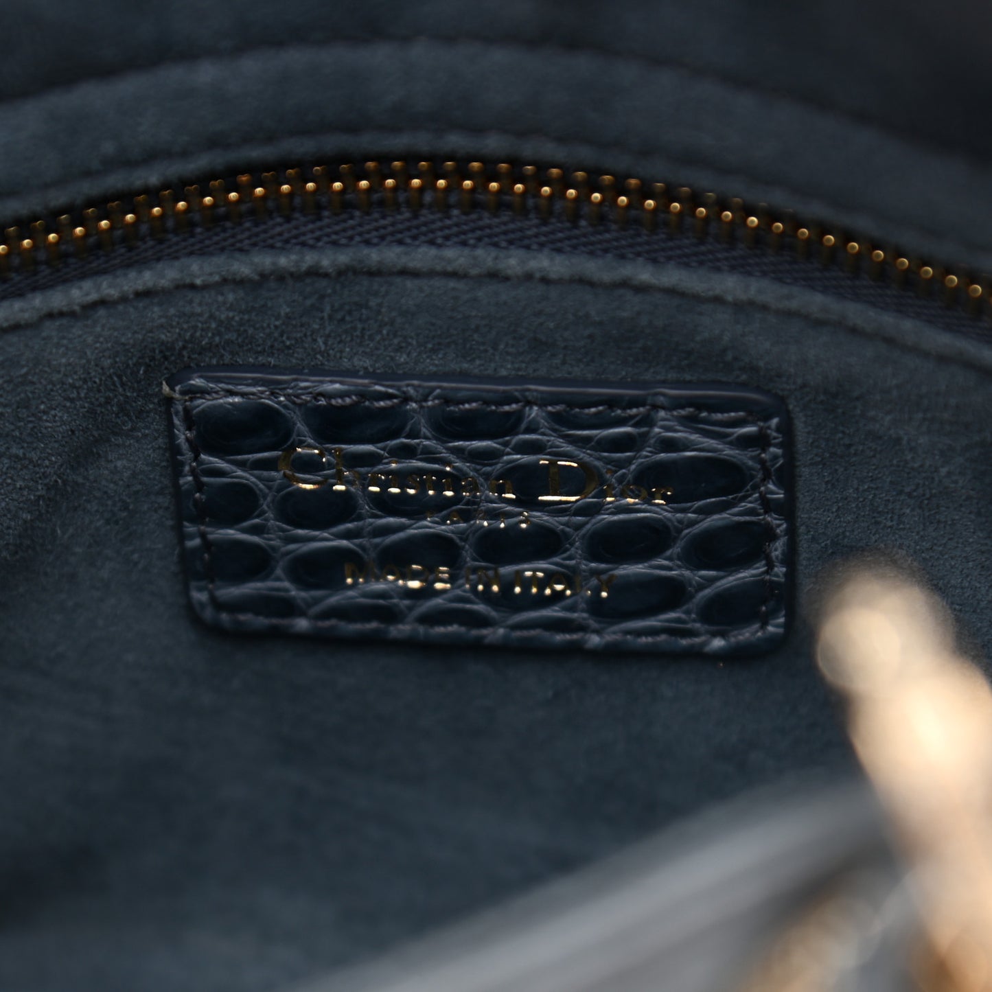 Alligator Crystal Mini Lady Dior Blue