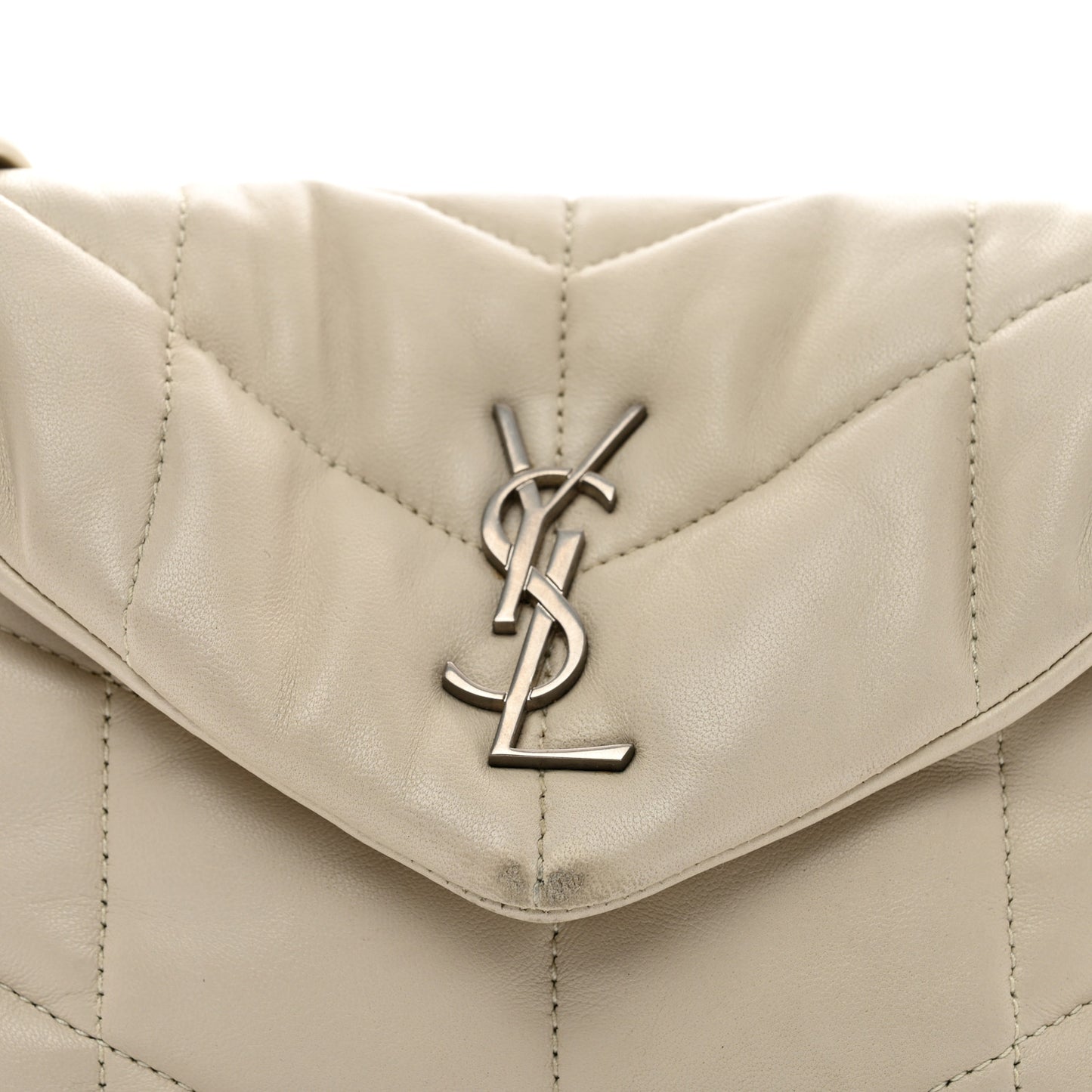 Lambskin Quilted Toy Loulou Puffer Monogram Chain Satchel Blanc Vintage