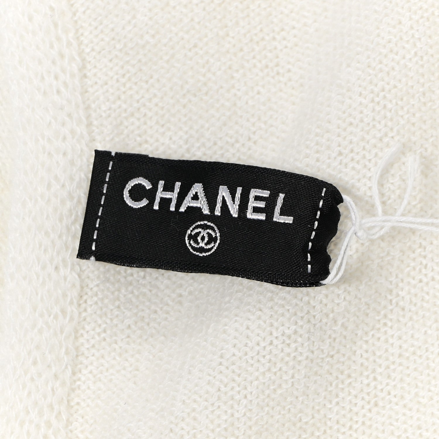 Chanel Cashmere Blend CC Logo Stole White 3 of 7