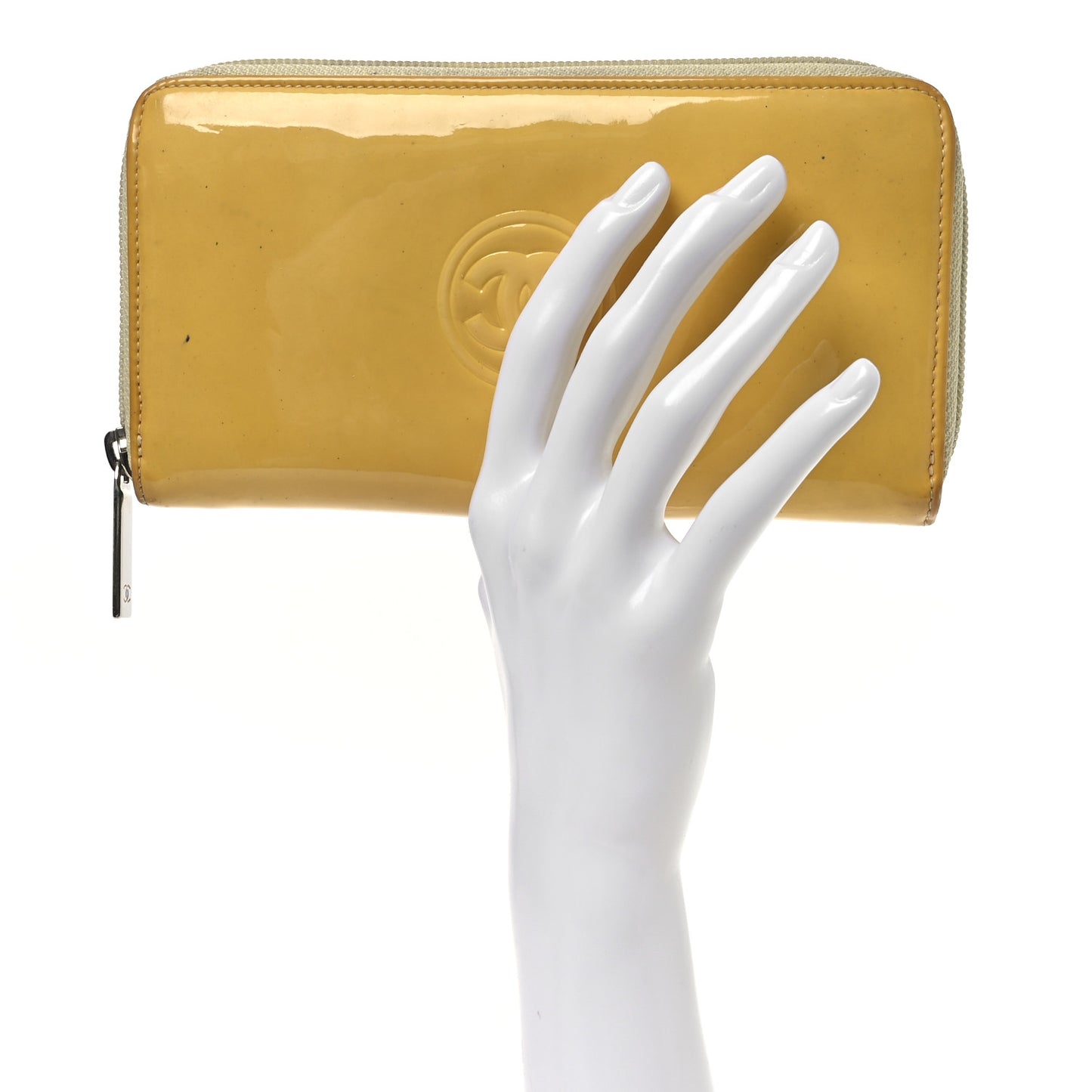 Patent Large Gusset CC Zip Wallet Yellow