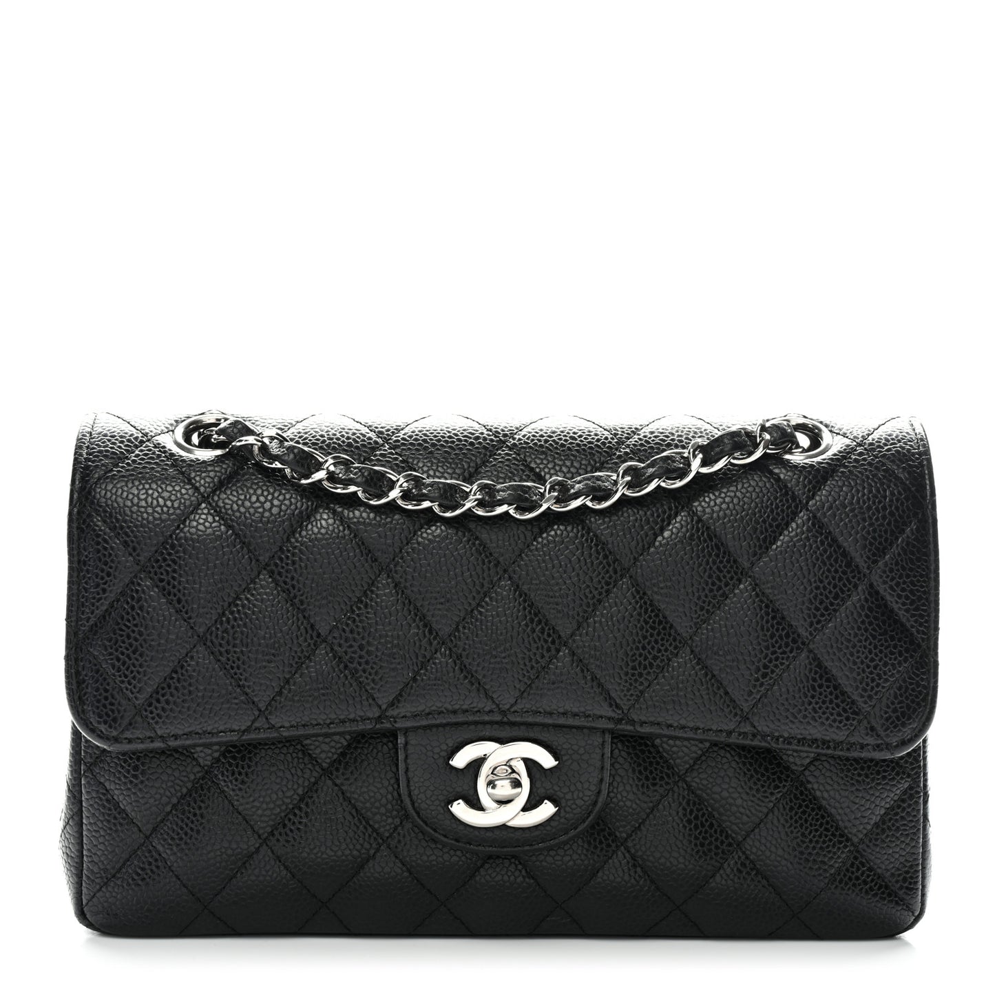 Caviar Quilted Small Double Flap Black