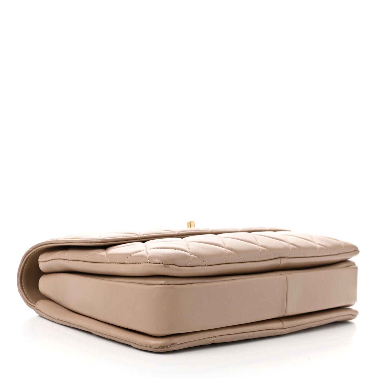 Lambskin Quilted Medium Trendy CC Flap Dual Handle Bag Beige