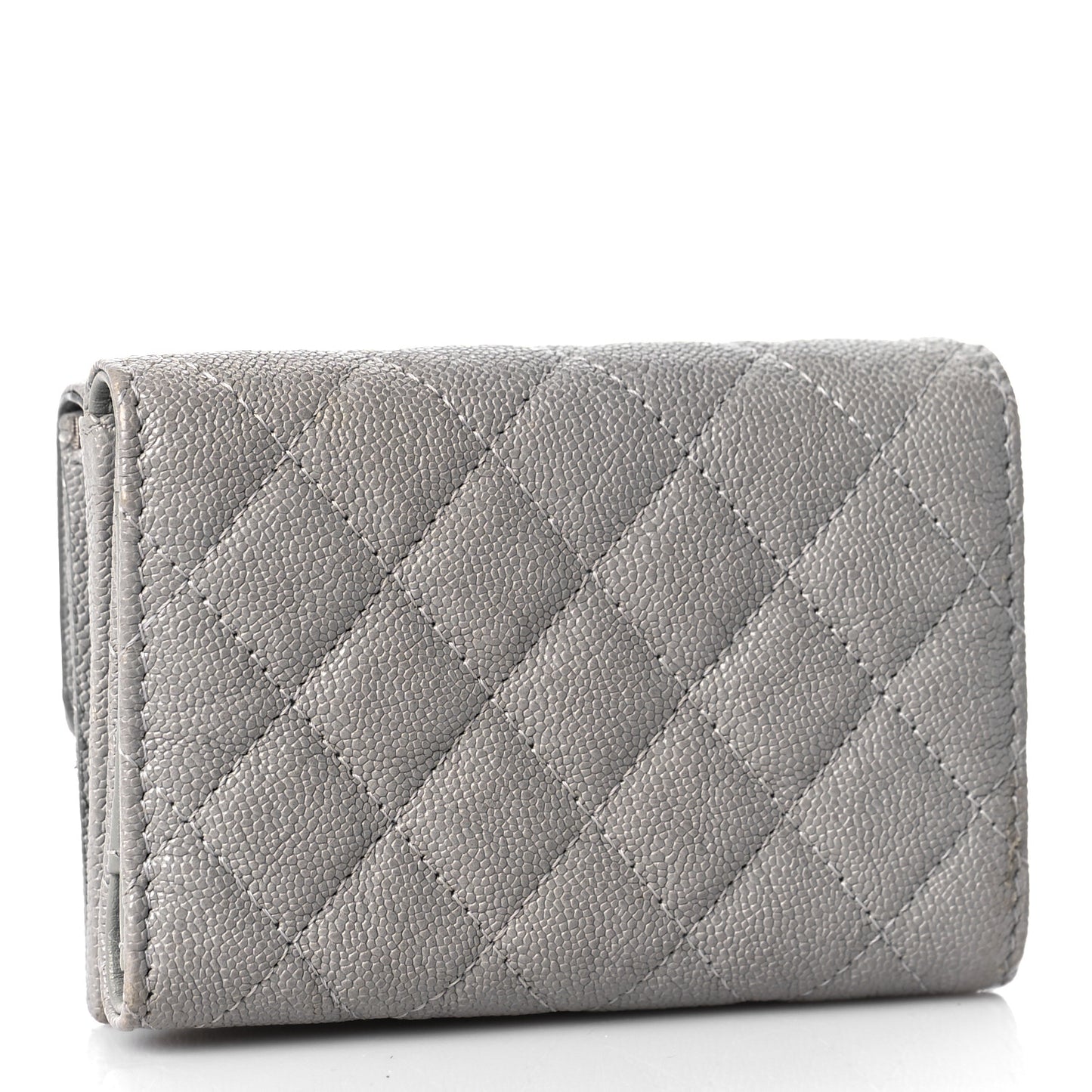 Caviar Quilted Small Boy Flap Wallet Grey