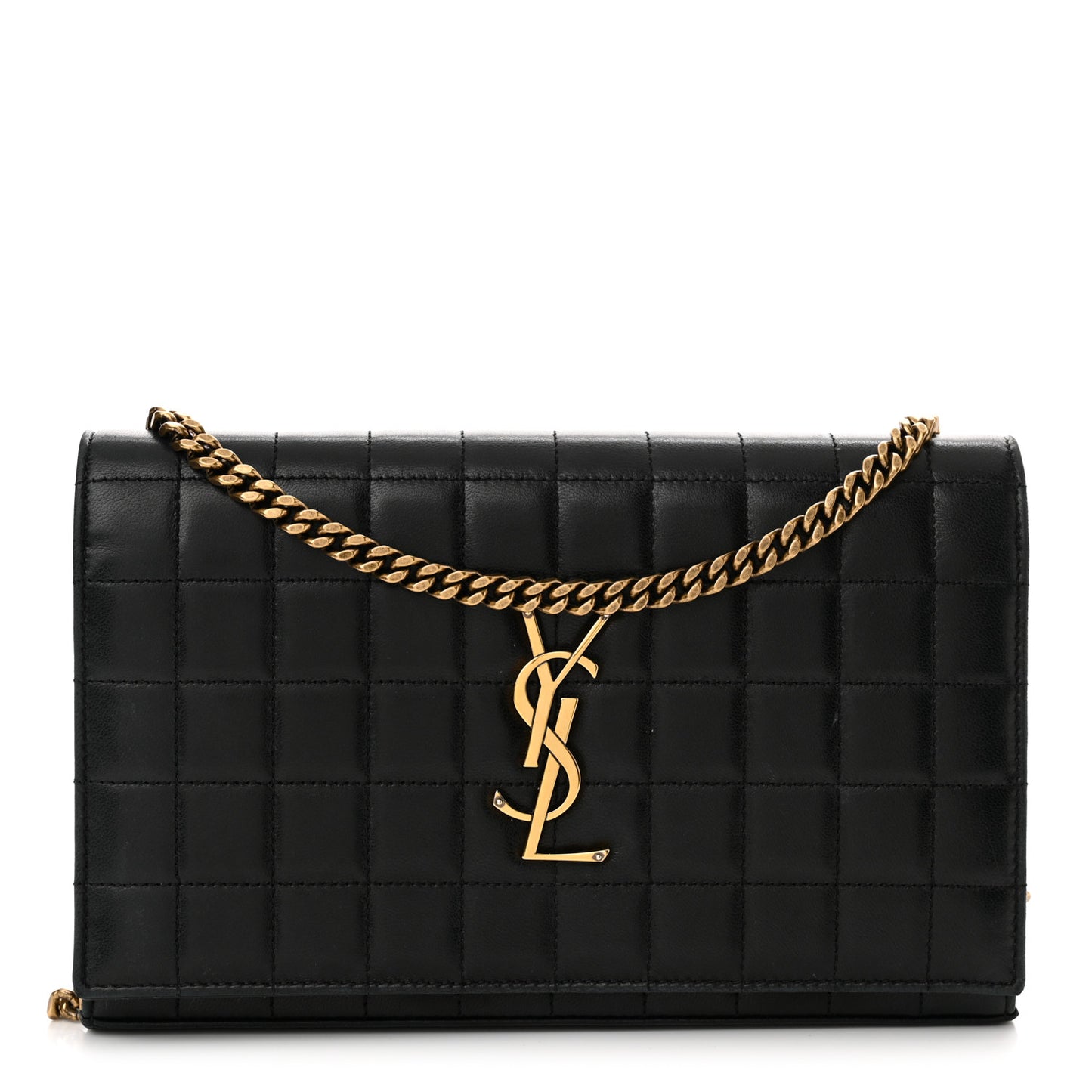 Lambskin Carre Quilted Cassandre Chain Wallet Black