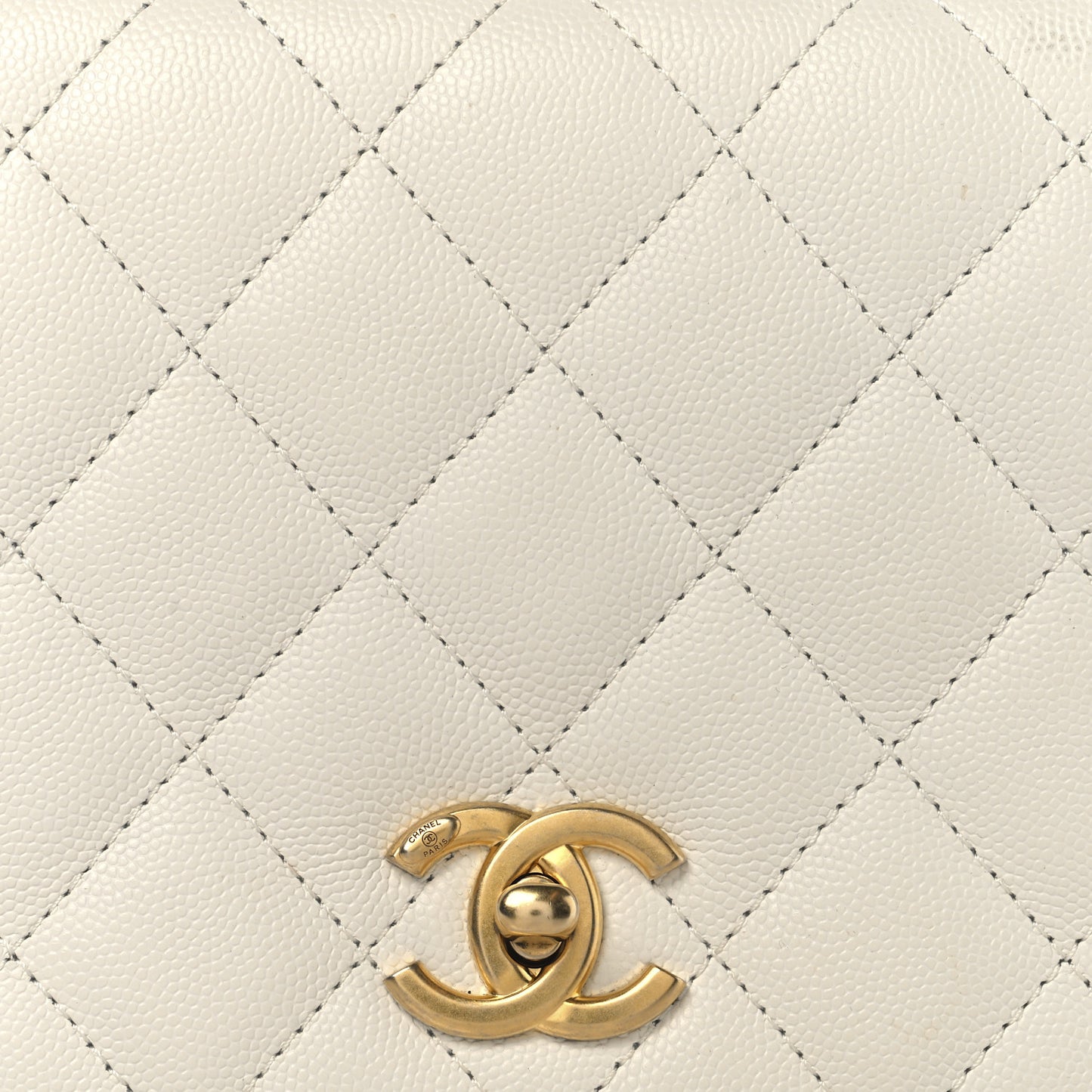 Caviar Quilted Mini Top Handle Flap White